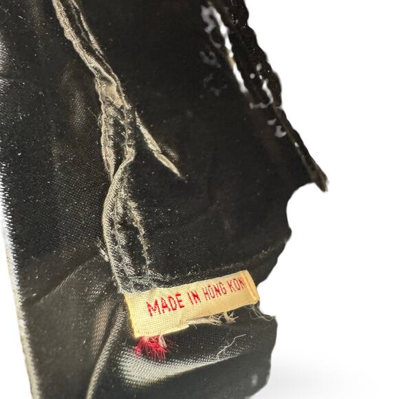 Vintage 1950s Black Beaded Hong Kong Evening Purse Gold Filigree AB Clasp - Picture 15 of 16